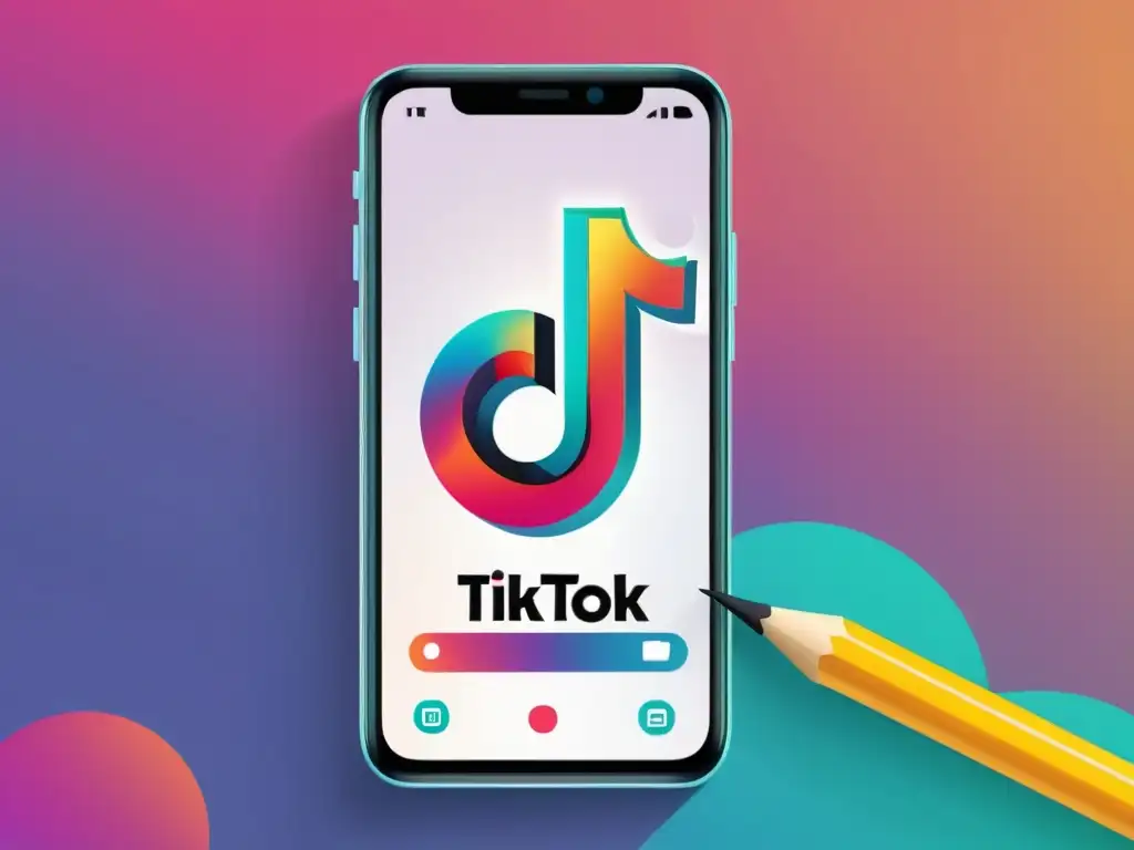 Un vídeo de TikTok con un logotipo empresarial, rodeado de elementos creativos como un lápiz, pincel y cámara