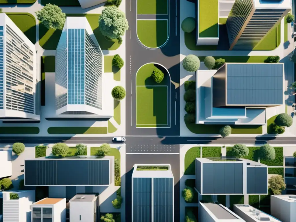 Vista aérea 8k de paisaje urbano moderno con aplicaciones de realidad aumentada en arquitectura