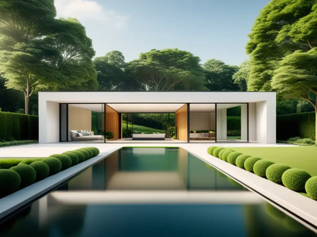 Vista arquitectónica minimalista con aplicaciones de realidad aumentada arquitectura y paisaje sereno