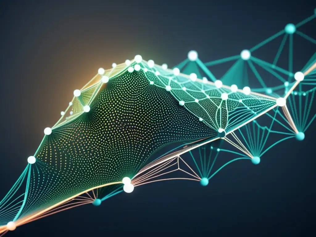 Vista detallada 8k de integración de visualización de datos y machine learning, con líneas y nodos, simbolizando la precisión del algoritmo