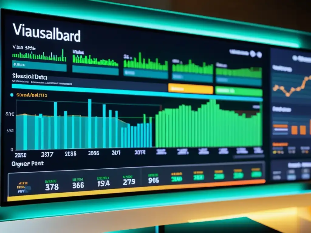 Vista futurista de un panel de visualización de datos en un espacio tecnológico