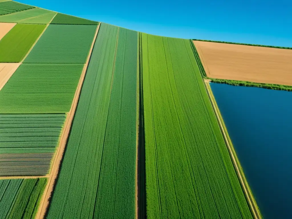 Vista panorámica de un exuberante campo agrícola, bajo un cielo azul claro