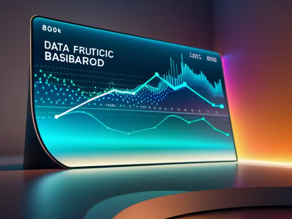Vista en realidad virtual de un futurista panel de visualización de datos en 8k, con tecnologías de visualización de datos 2023