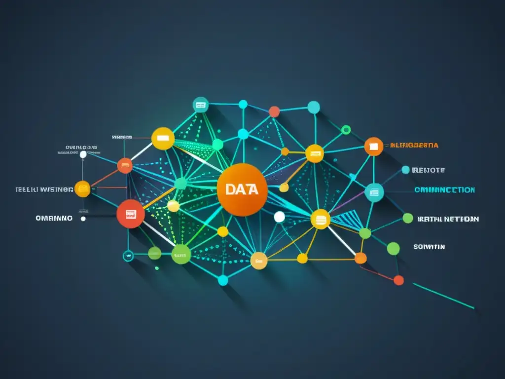 Representación visual detallada de datos interconectados en el sector retail para predicciones de tendencias en Big Data