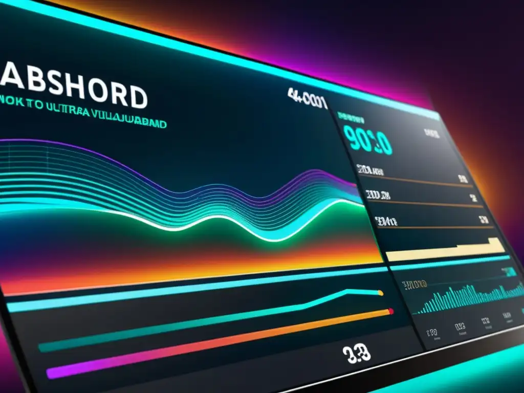 Una visualización de datos futurista en 8k, con nodos interconectados y datos dinámicos, perfecta para el aprendizaje profundo en análisis de datos