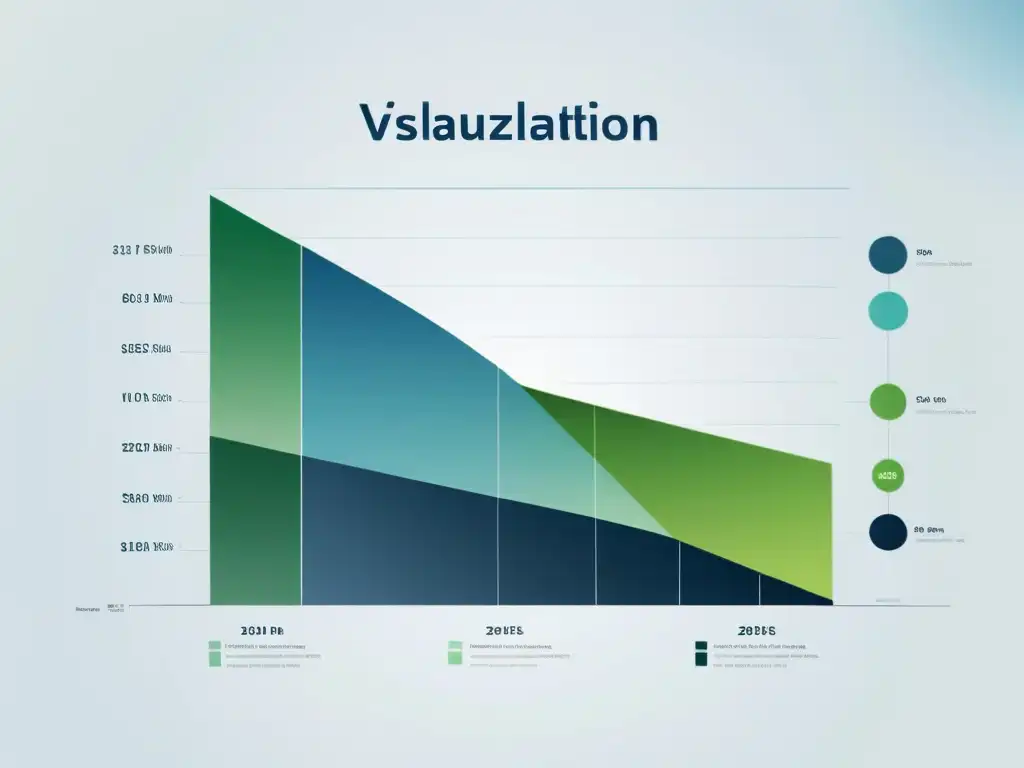 Una visualización de datos en tonos azules y verdes sobre fondo blanco, transmitiendo la monetización de datos tecnológicos emergentes con un diseño moderno y minimalista